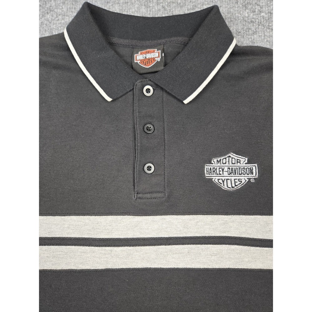Vintage Harley Davidson Shirt Mens 2X Black Lisle, Illinois Polo #1172